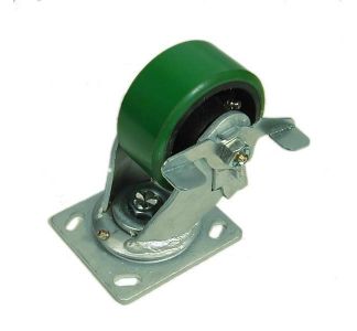 100mm Heavy Duty Braked Swivel Castor with Green Wheel
