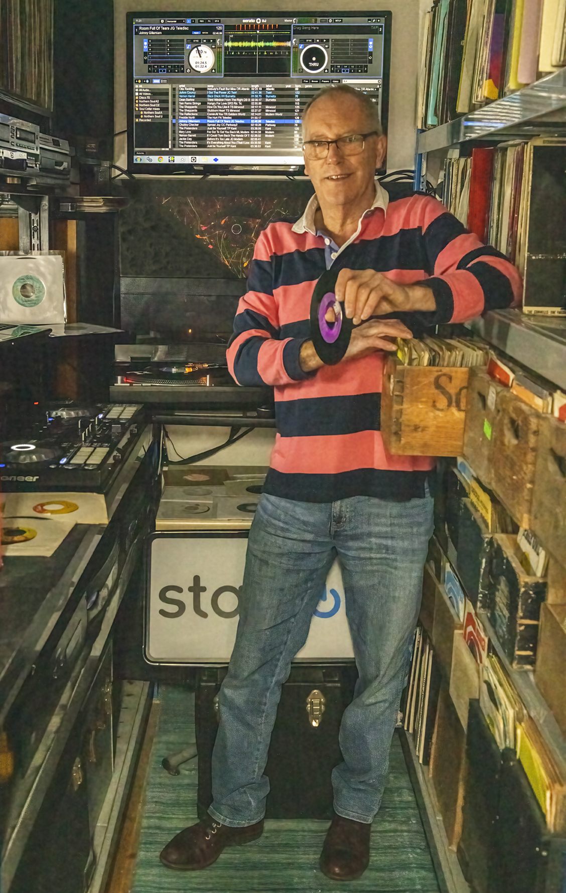 Nigel investigating his vinyl collection