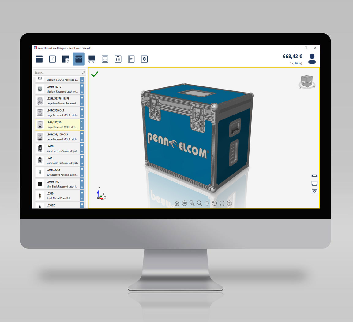 Case Designer software screen on computer 