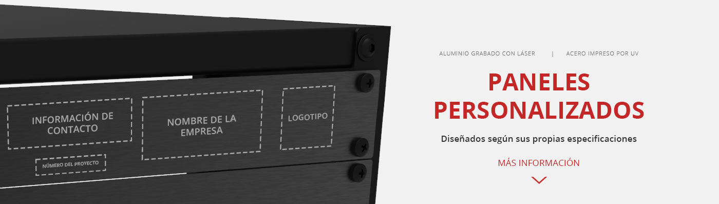 Imagen de banner con texto que muestra varias opciones de ubicación para la personalización del panel de rack