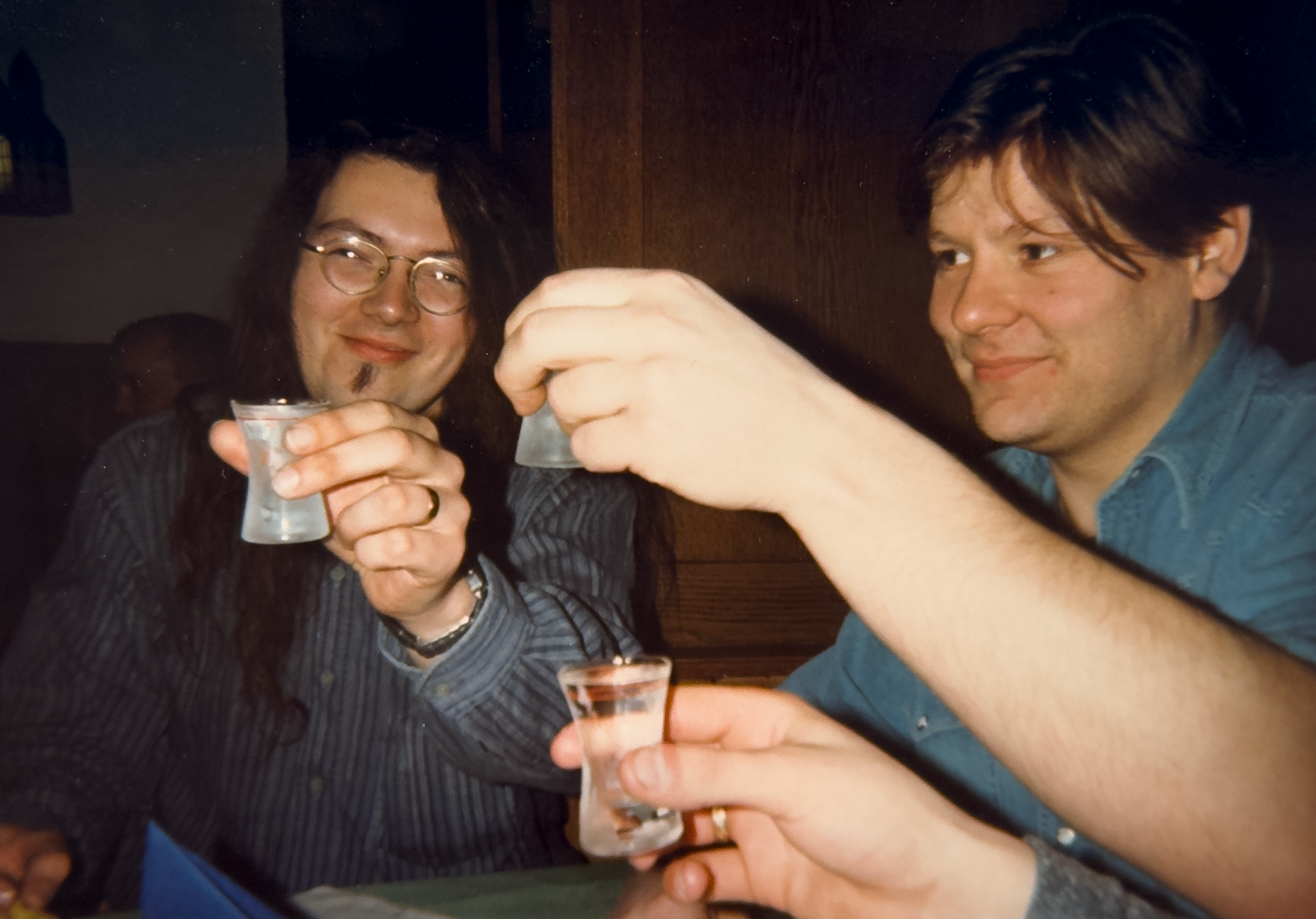 Cheers! Product designer James Hatton enjoying a tequila shot with the team