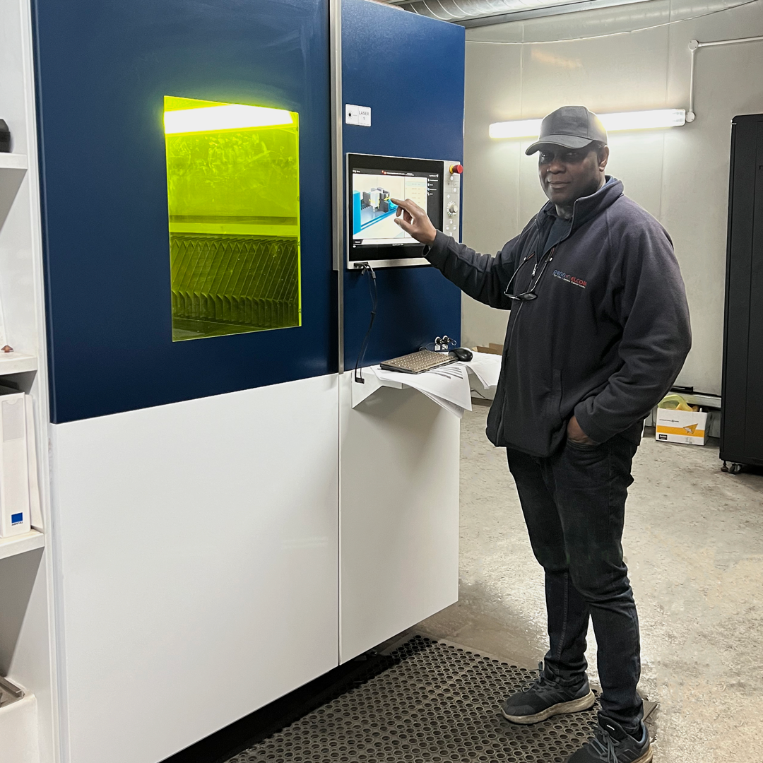 Noel pressing buttons on one of our Salvagnini machines