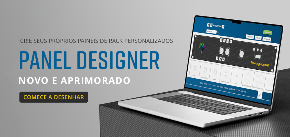 O designer de pain&eacute;is na tela do computador exibe um design de painel personalizado com mensagens novas e aprimoradas e um bot&atilde;o para iniciar o design.