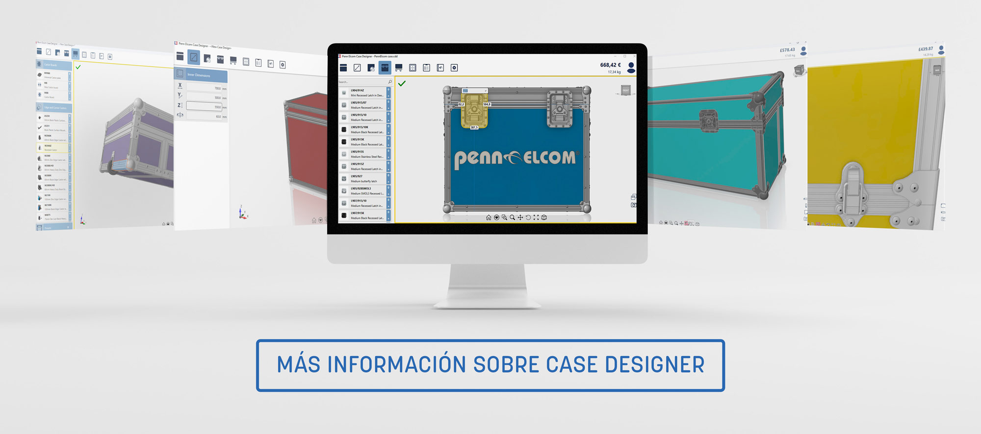 Software Case Designer en diferentes pantallas